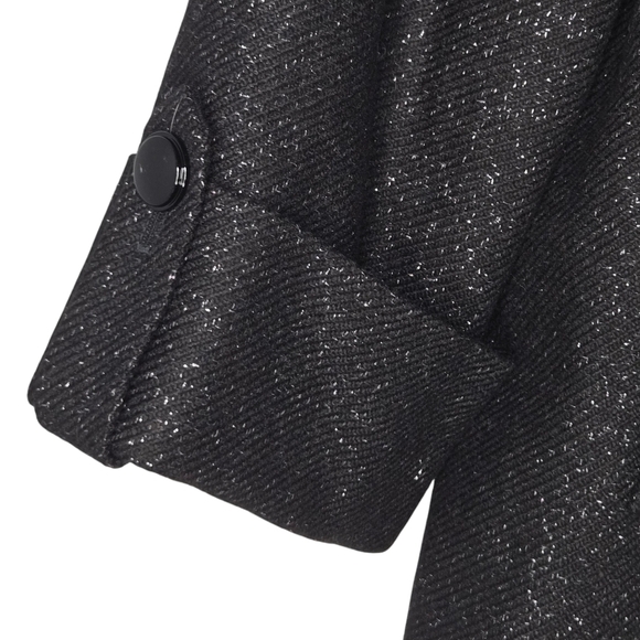 Halogen Women's Virgin Wool Double Breasted Black Silver Blazer Size Small - Picture 3 of 7